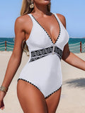 2026 V-neck Swimsuit Women One Piece Solid Printed Swimwear Female Sexy Bathers Bathing Swimming Swim Suit Beach Wear XL