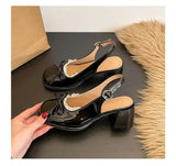 Thick Heel Women Sandals Height Increase Cover Toes Slingbacks Muels Shoes Elegant Stripper Party Dress Female Sandalias