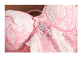 MOYISU Rhinestone Lace Corset Bra Set Pink Halter Bustier Slim-Fit Waist Trainer Sexy Lingerie for Women Party Wedding Outerwear