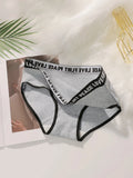 Women's High Waist Panties  Letter Elastic Waistband Soft Ribbed Fabric Comfortable Briefs for Daily Wear women bra K2809