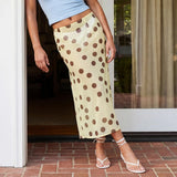Women Summer Long Chiffon Skirts Stripe Print Sheer Mesh A-Line Skirt for Beach Vacation Streetwear