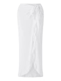 Women Chiffon Bikini Cover-ups See Through Ruffle Beach Long Skirts Summer Holiday Beach Sun Protection Shawl