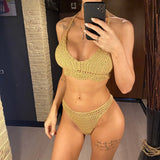 S - XL 9 Colors Crochet Knitted Bikini Bottom Swim Brief Women Swimwear Female Bather Brazilian Tanga Panties Underwear V4195