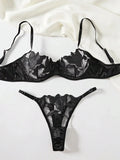 Fairy Lingerie Floral Valentine Charming Brief Panty Underwear Sexy Nighty Underwear Women See Through Bra Brief Set