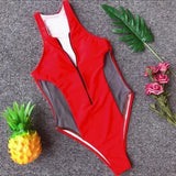 2025 Sexy Splicing Mesh Zipper Female Swimwear One Piece Swimsuit Women Monokini High Cut Bather Bathing Suit Swim Lady Bodysuit