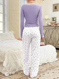 Women Sleepwear  Long Sleeve T-shirt with Long Trouses Set Autumn Winter Pajamas Set Homewear Femme Loungewear