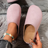 Spring Round Toe Cork Clogs Slippers for Women Outdoor Cork Footbed Flat Heels Mules Shoes Woman Plus Size Suede Slides Female