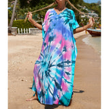 2026 New Colorful Kaftan Tunic Beach Dress Beach Wear Beachwear Beach Cover Up Cover-upsLoose Maxi Dress Female Women V4428