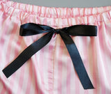 3PCS Women Pajama Suit Robe Fashion V-Neck Stretch Satin Silk Lace Sexy Lingerie Bowknot Pyjamas Sleep Shorts Set Sleepwear