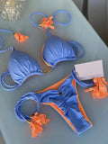 Sexy Solid color Women's Swimsuit Two-piece Triangle Swimwear Braiding rope Bikinis Set Beach Bathing Suit Brazilian Biquinis