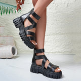 2026 Summer Platform Rome Sandals Women Plus Size 43 Back Zipper Thick Sole Sandalias Mujer Comfort Non Slip Beach Sandles Woman