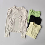 Women's Slim Fit Long Sleeved Yoga Exercise Top Elastic Half Zipper Fitness Suit for Active Wear