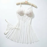 White Sexy Women's Underwear: Laceless Panties with Cutouts, Sexy Halter Dresses, Female Erotic Wear, Naughty Pajamas ZA825096