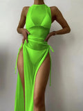 3 Pieces Thong Bikini 2026 Women With Dress String Swimwear Female Solid Swimsuit Beach Wear Bathing Swimming Suit Summer