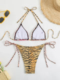 2026 Halter Triangle Bikinis Printed Swimsuit Women Sexy String Swimwear Female Bathers Swimming Bathing Swimming Swim Suit