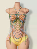 Body Chain Acrylic Beads With Swimsuits Bikinis Beach Vaction Pool Party Casaul Style Bikini For Woman Charming Pure Desire ZS1T