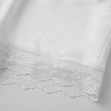 Women Casual Loose Summer Shorts Solid Color Elastic Waist Lace Trim Shorts for Daily Wear, Lounge