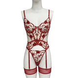 Toucheart Christmas Erotic Lingerie Seductive Embroidery Mesh Women See-through Body Shaping Sexy Pure Desire Hot Underwear Set