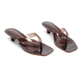 2026 Summer Jelly Shoes Women Fashion Sandals Low Heel Square Toe Girls Street Flip Flops Transparent Color Female Slippers