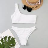 One Shoulder Bikinis 2026 Women Sexy Swimwear Female Brazilian Swimsuit Solid Beachwear Bathers Bathing Swimming Swim Suit