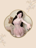 Sexy French Style Light Luxury Sexy With Chest Pads Pure Desire Floral Print Dress Backless Deep V Sleeveless Dress Elegant MO9K