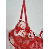 Toucheart Christmas Erotic Lingerie Seductive Embroidery Mesh Women See-through Body Shaping Sexy Pure Desire Hot Underwear Set