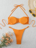 Halter Bikinis 2026 Women String Thong Swimwear Female Sexy Swimsuit Solid Bathers Bathing Swimming Swim Suit Beachwear