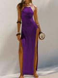 Sexy High Slit Crochet Knitted Tunic Beach Cover Up Long Dress Cover-ups Beach Dress Beach Wear Sarong Beachwear Female Women