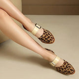 Spring  Autumn New Model Fashion High Heels Nude Shoes Color Blocking Pointed Tip Buckle Leopard Print Sexy Party Women's Shoes