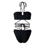 3 Pieces Halter Bikini 2026 & Beach Dress Bandage Swimsuit Women Sexy Swimwear Female Bather Swimming Bathing Swimming Swim Suit