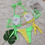 2026 Splicing Halter Diamond Bikini Women Swimsuit Female Swimwear Two Pieces Bikini Set Hollow Out Bathing Suit Swim Beach Wear