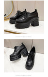 Spring Women Pumps Black Loafers Chunky 10CM High Heels High Platform British Autumn Ladies Thick Bottoms Shoes 2026 New