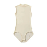 Solid Color Spring Stand-up Collar Sleeveless Tank Top For Women Light Mature Style Sexy Slim-fit See-through Mesh Bodysuit WHBH