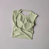 Sexy Short Backless Fixed Chest Pad Sports T-shirt Vest Women's Tight Fitting Quick Drying Slimming Yoga Suit Top Clothing