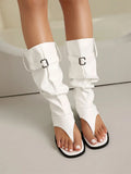 2025 Brand Plus Size 48 Trendy Denim Blue Gladiator Sandals Women Chic Black Chunky Heels  Fashion Comfy Walk Summer Boot Shoes