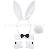 Easter Bunny Girl Cosplay 3-Piece Prop Set - Satin Headband Fluffy Rabbit Tail for Halloween Christmas