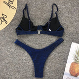 Sexy Silver Glitter Bikini 2026 Swimwear Women Push Up Cut Out Underwire Thong Swimsuit Summer Brazilian Bathing Suit Biquini