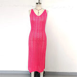 4 Color Hollow Out Sleeveless Crochet Knitted Tunic Beach Cover Up Cover-ups Beach Dress Beach Wear Beachwear Female Women K6783
