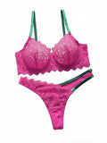Women's sexy lingerie set with lace embroidery flower gathering push up straps adjustable transparent bra set MR2687