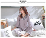 Spring and summer silk women's pajamas long-sleeved autumn and winter new imitation silk women's home clothes