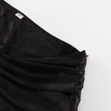 FDYOUI Sexy Flare Sleeve Super-short Zipper Tops+Pleated Skirts 2 Piece Set Women Patchwork Black Ball Gown Evening Party Dress