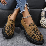 Leopard Faux Suede Loafers Shoes for Women Plus Size Platform Shoes Woman Bowknot Decoration Slip On Casual Shoes Mujer