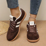 Plus Size 42 Flock Flat Sneakers for Women 2026 Fashion Anti Slip Lace Up Tennis Shoes Woman Platform German Training Shoes