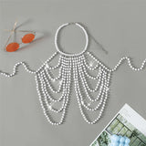 Luxury Pearls Halter Hollow Out See Through Bikini Top Female Swimsuit Women Swimwear Bather Bathing Suit Swim Beach Top V5409