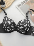 Women's Sexy Cartoon Design With Steel Ring Gathering Push Up Underwear Daily Casual And Comfortable Close Fitting Bra B6052