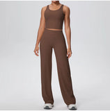 2PCS Yoga Set Women Tracksuit Nude Feeling Workout Sets Gym Clothes Push Up Fitness Running Sportswear Sport Straight tank suit