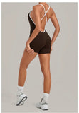 Women's Seamless Yoga Jumpsuits Fitness Sports Gym Hip-lifting Sleeveless One-piece Backless Workout Training Shorts Jumpsuit