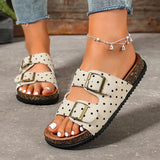 Vinatge Polka-Dot Birken Slippers Women 2026 Fashion Double Buckle Thick Sole Clogs Sandals Woman Plus Size 43 Summer Sandles