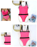 2026 New One Piece Swimsuit Swimwear Women Sexy Push Up Solid Bathing Suit Beachwear with Removable Belt Costumi Da Bagno Donna