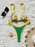 Sexy Patchwork Mini Bikinis Sets Two Pieces Swimsuit Thong Bathing Suit Swimwear Biquini Conjunto De Bikini Tankini Beachwear